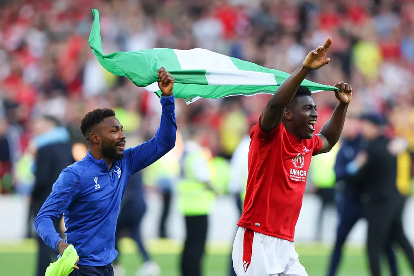 Super Eagles stars Emmanuel Bonaventure Dennis and Taiwo Awoniyi