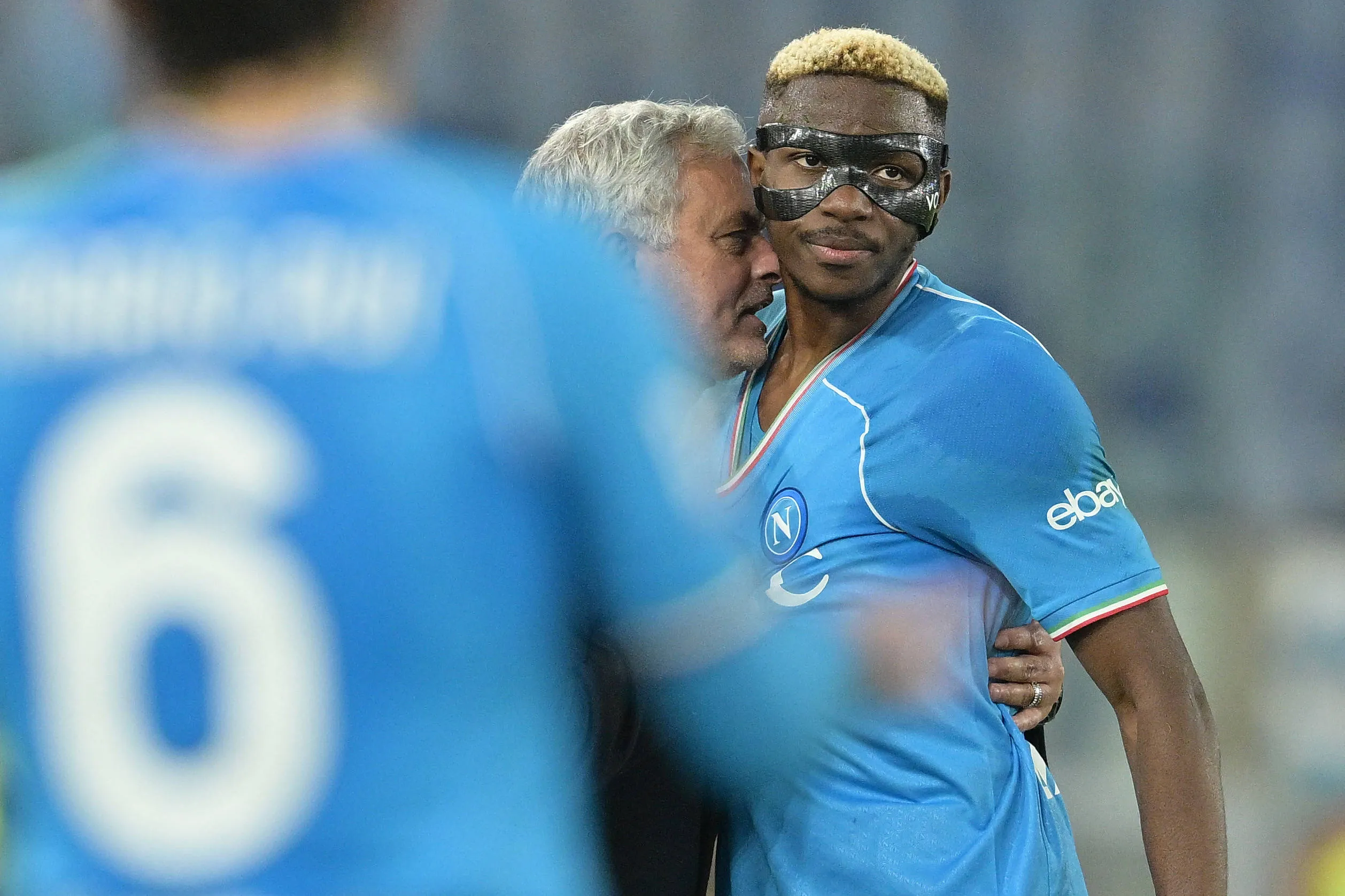 Former Real Madrid and Chelsea manager Jose Mourinho and Galatasaray forward Victor Osimhen 