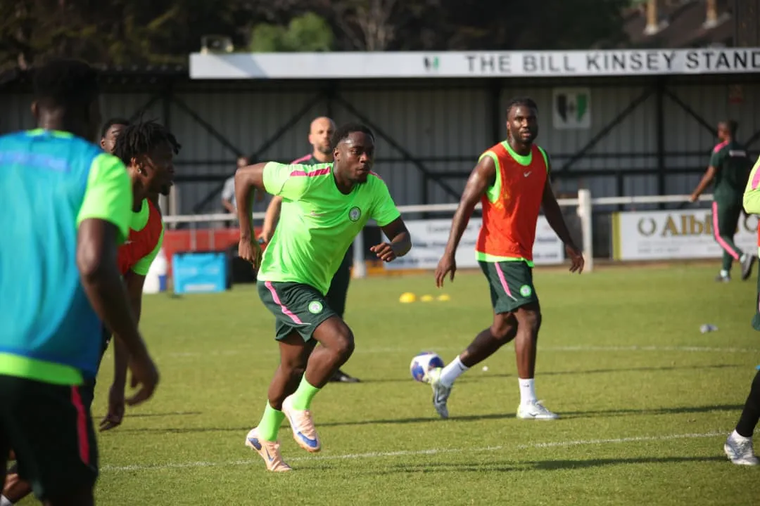 Super Eagles players in training
