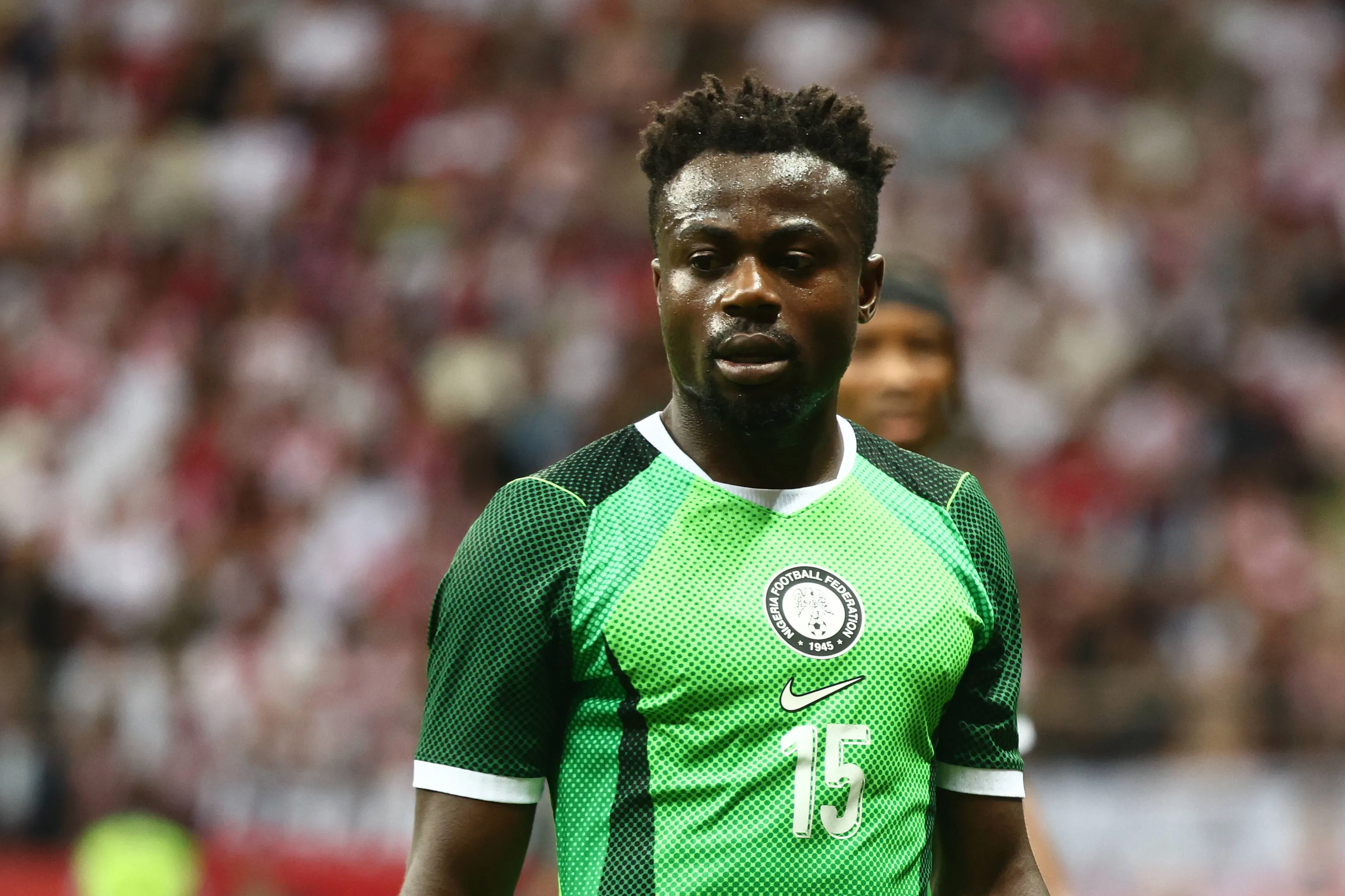 Moses Simon during the Poland - Nigeria friendly football match at National Stadium in Warsaw, Super Eagles