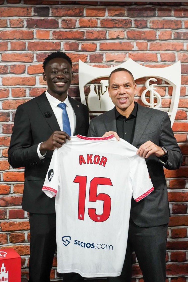 Nigeria's Akor Adams at his Sevilla unveiling 