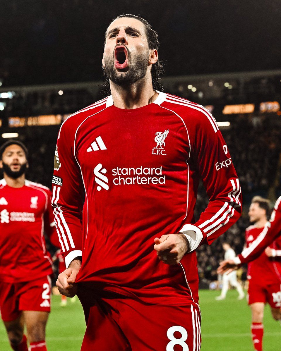 Dominik Szoboszlai celebrates Liverpool goal against Leeds United
