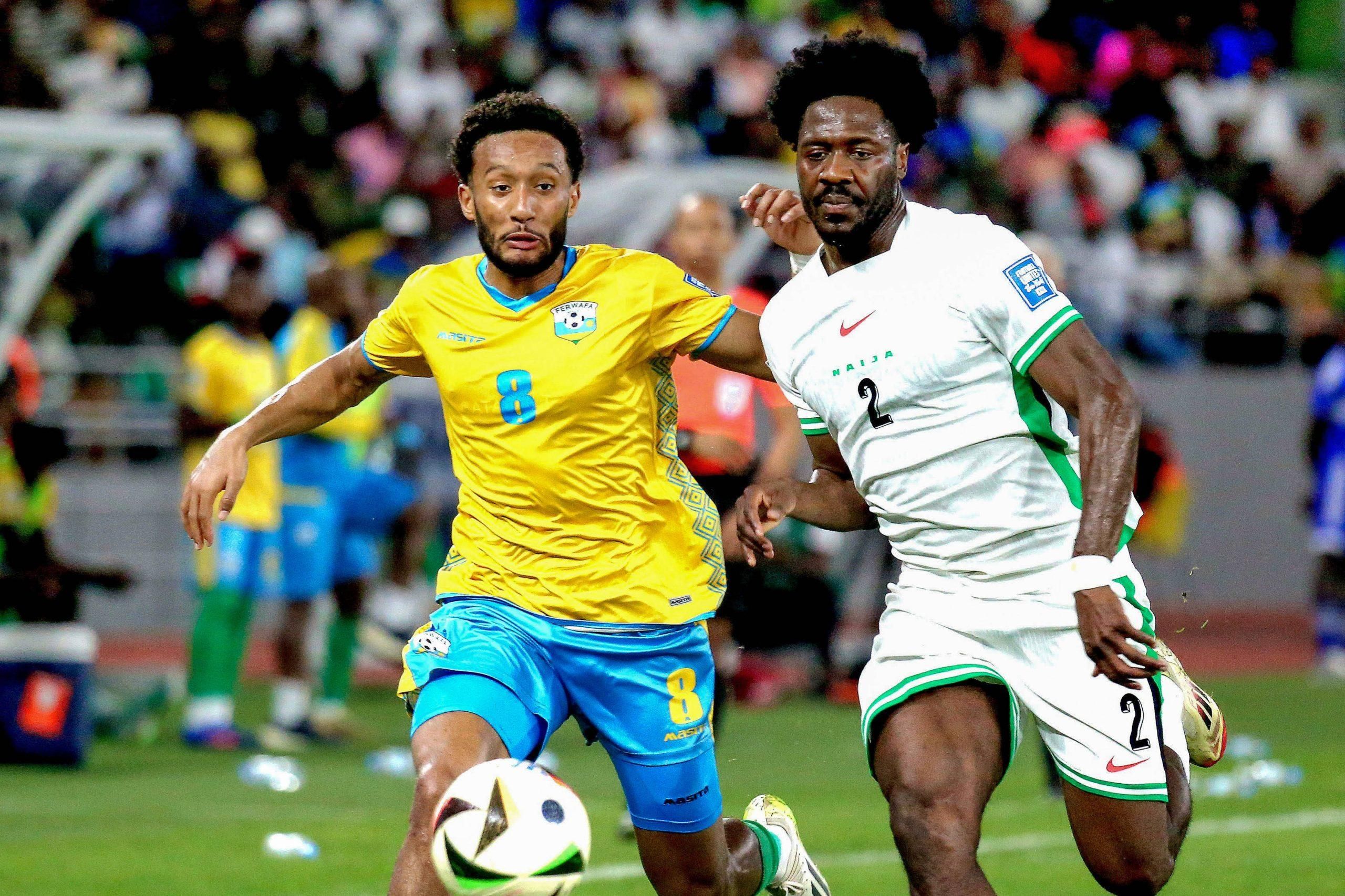 Super Eagles' Ola Aina in action vs Rwanda