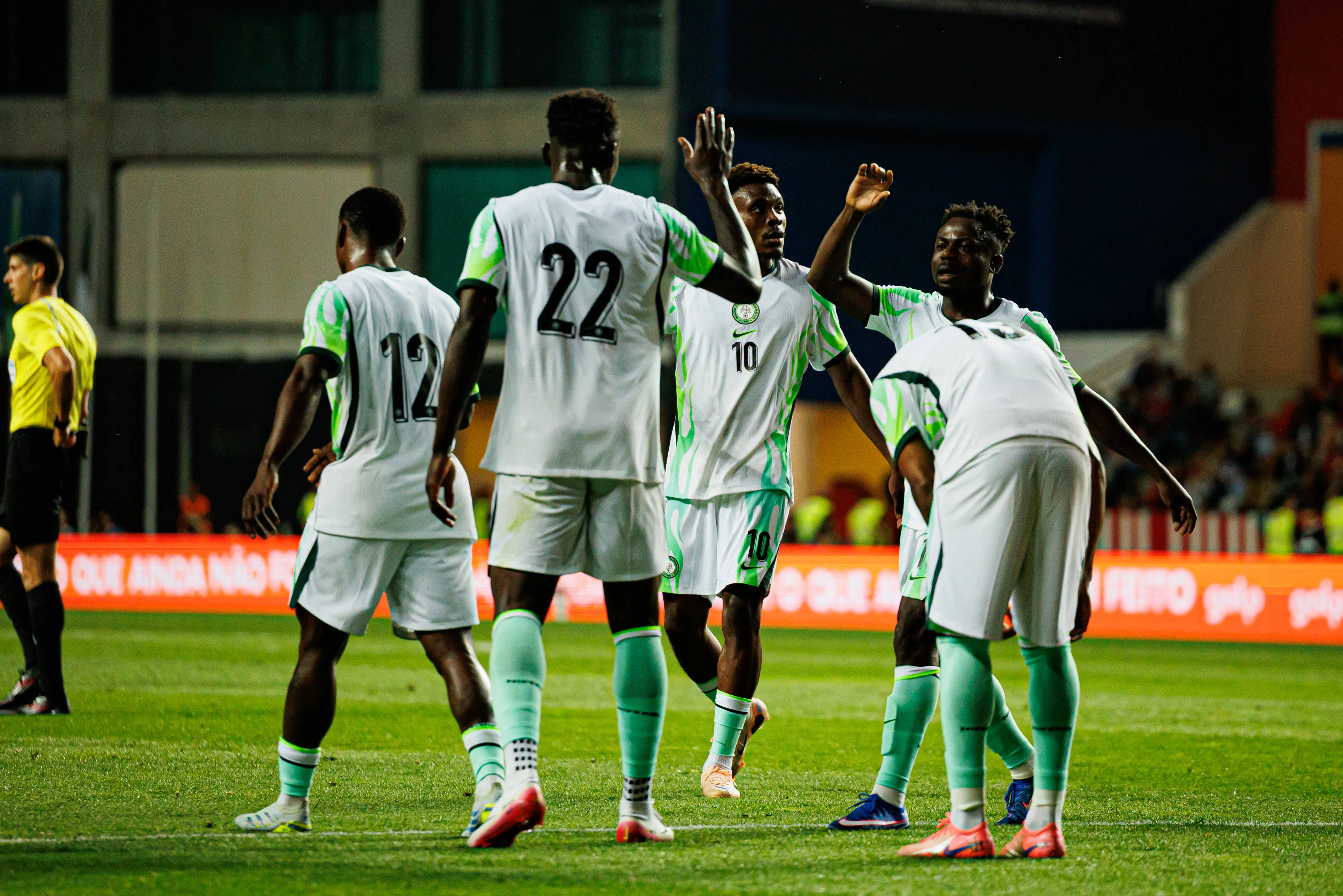 Nigeria players celebrate after scoring