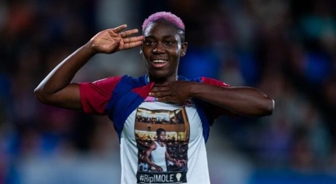 Super Falcons star Asisat Oshoala dedicates Barcelona goals to late award-winning rapper