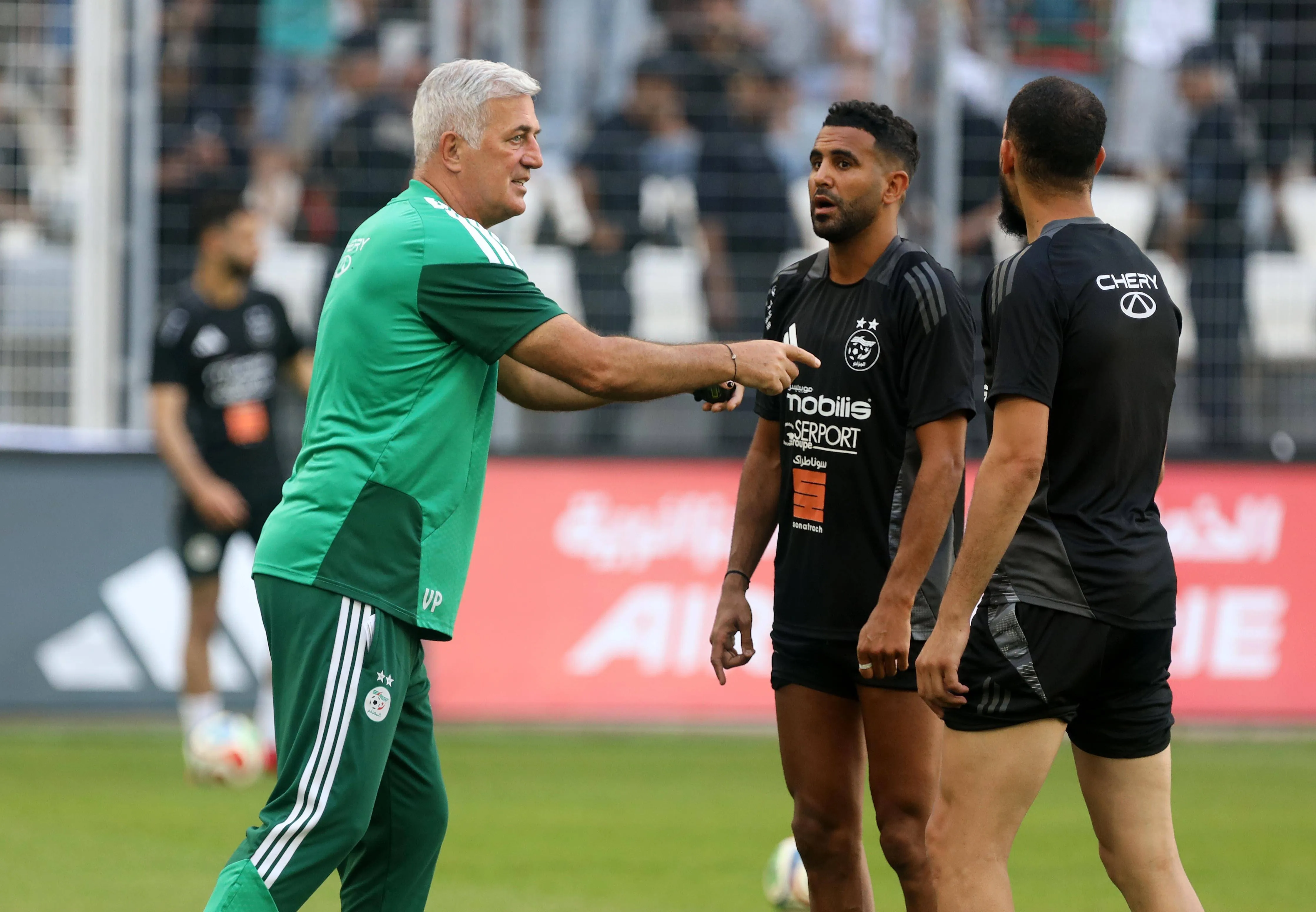 Algerian national team coach Vladimir Petkovic and captain Riyad Mahrez