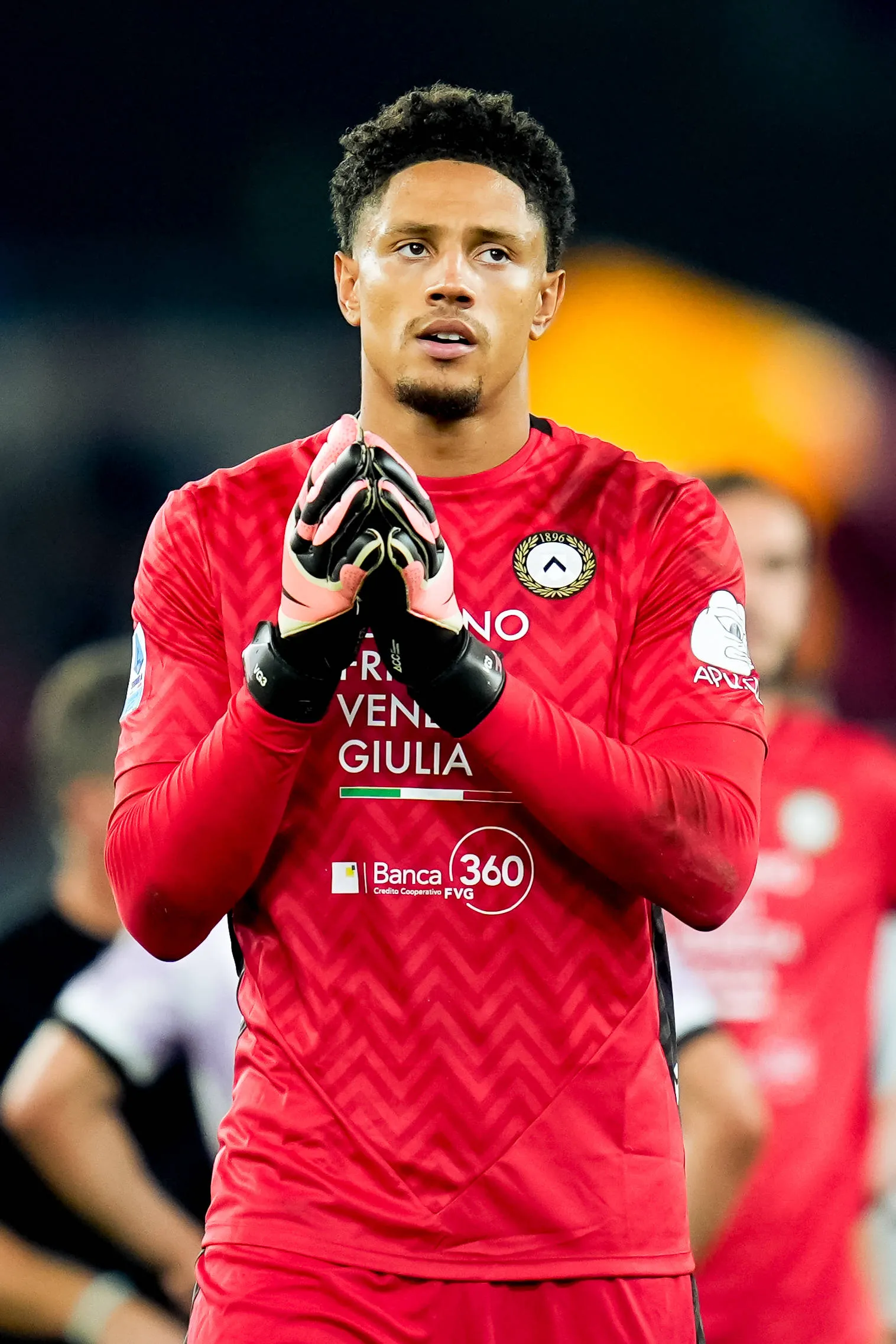 Maduka Okoye of Udinese Calcio during the Serie A Enilive match between AS Roma and Udinese Calcio at Stadio Olimpico
