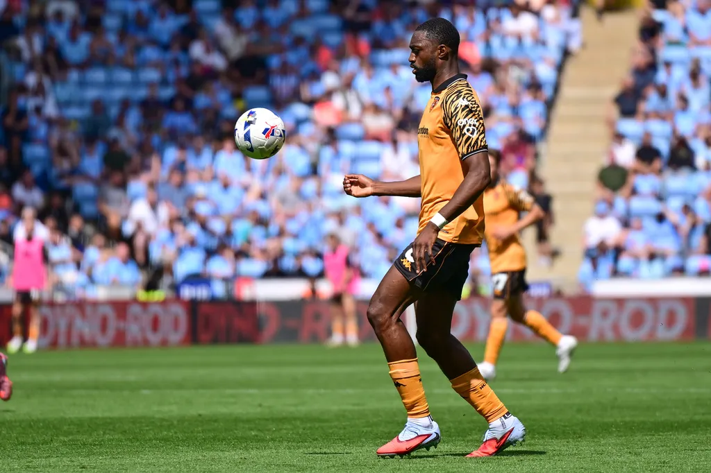 Semi Ajayi on the ball during the EFL Sky Bet Championship match between Coventry City and Hull City at the Coventry Building Society Arena, Coventry