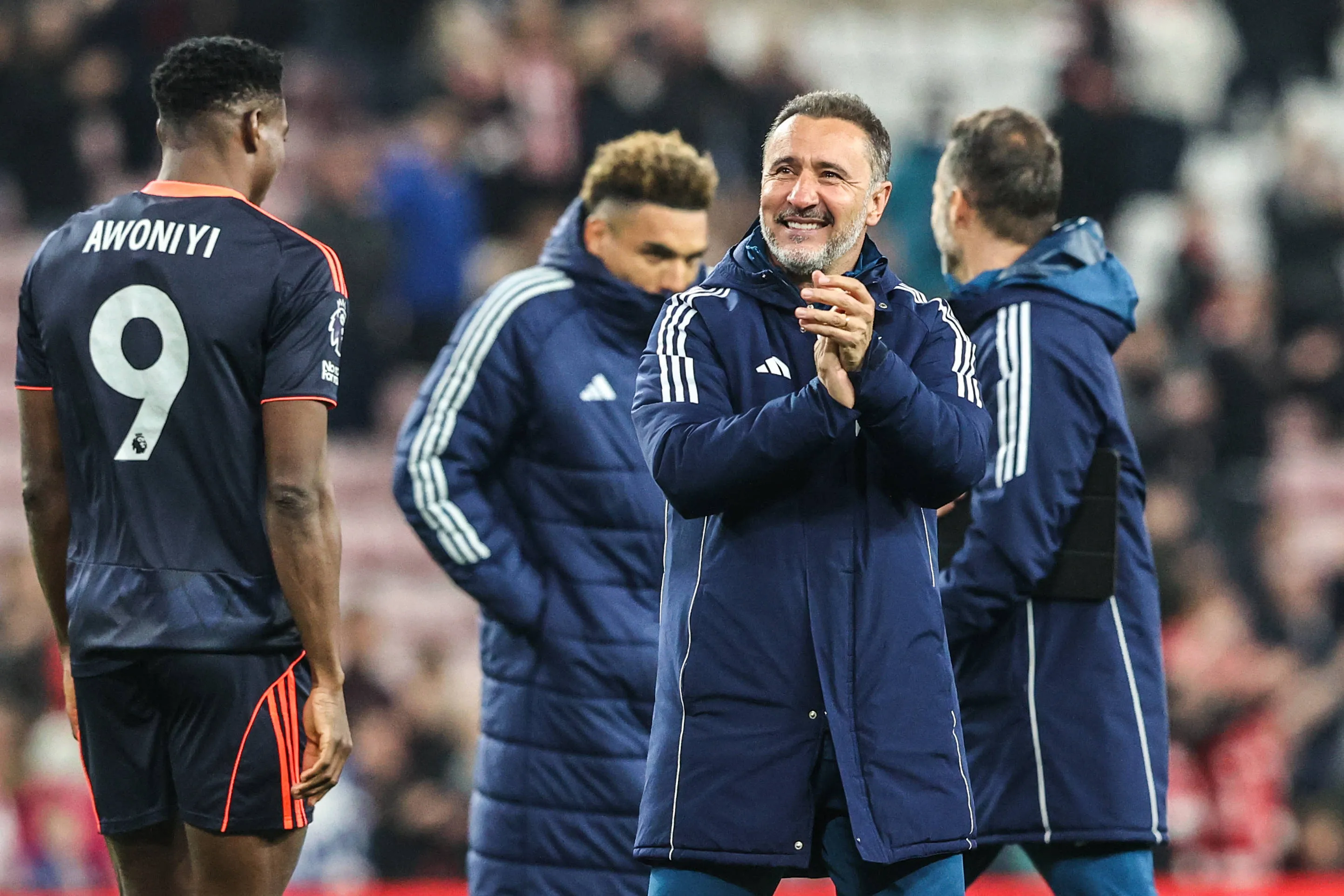 Vitor Pereira, manager of Nottingham Forest, applauds the fans after the Premier League match between Sunderland and Nottingham Forest at Stadium Of Light in Sunderland