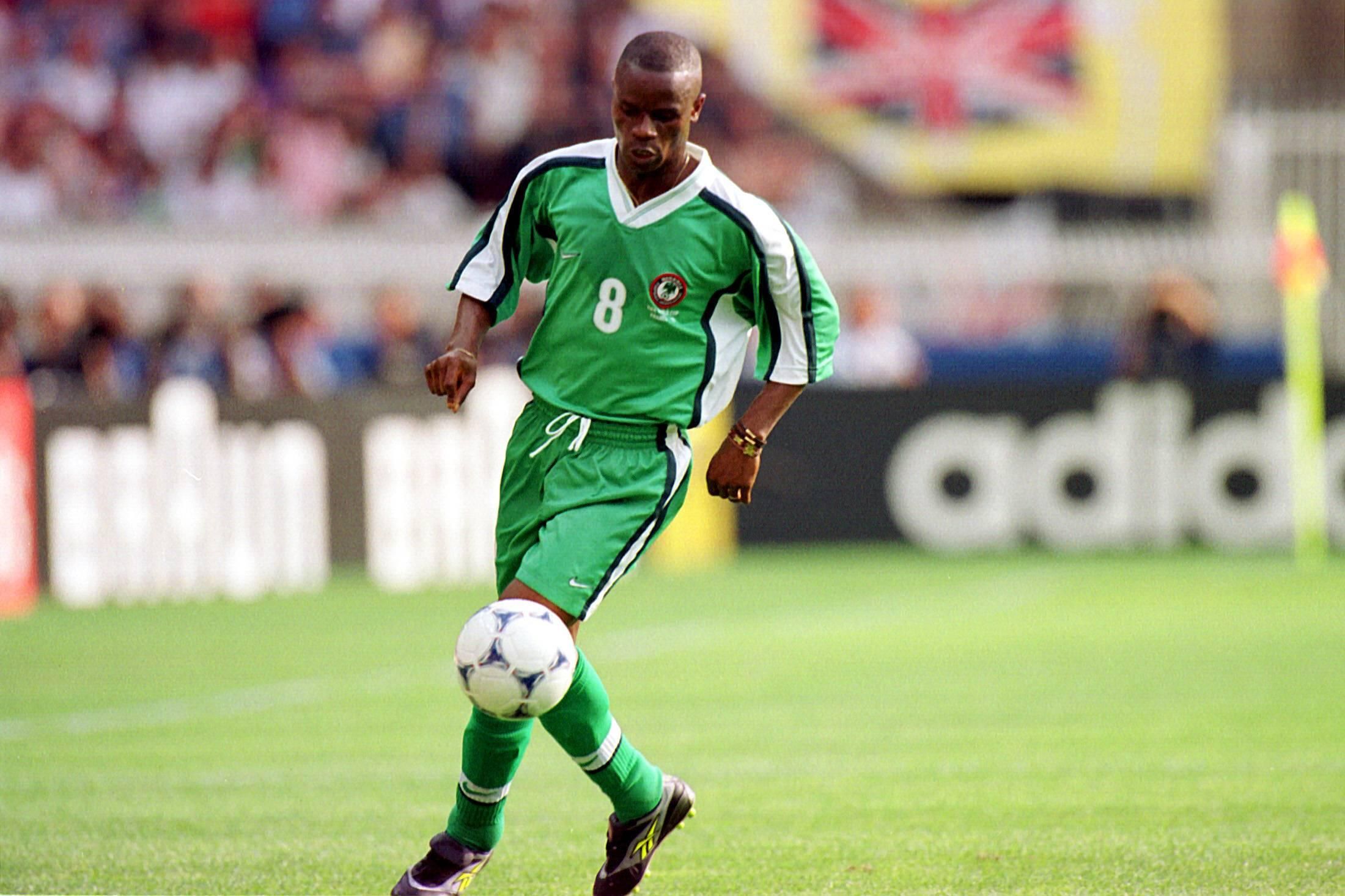 Mutiu Adepoju in action for Nigeria 