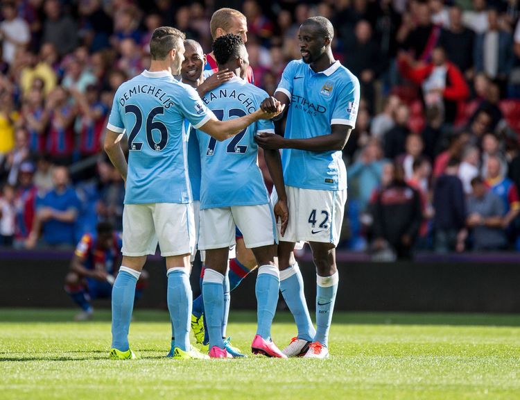 Manchester City stars celebrate with teammate Kelechi Iheanacho 