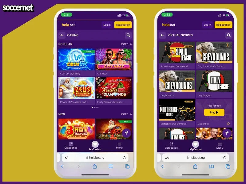Helabet review of the casino and virtuals.