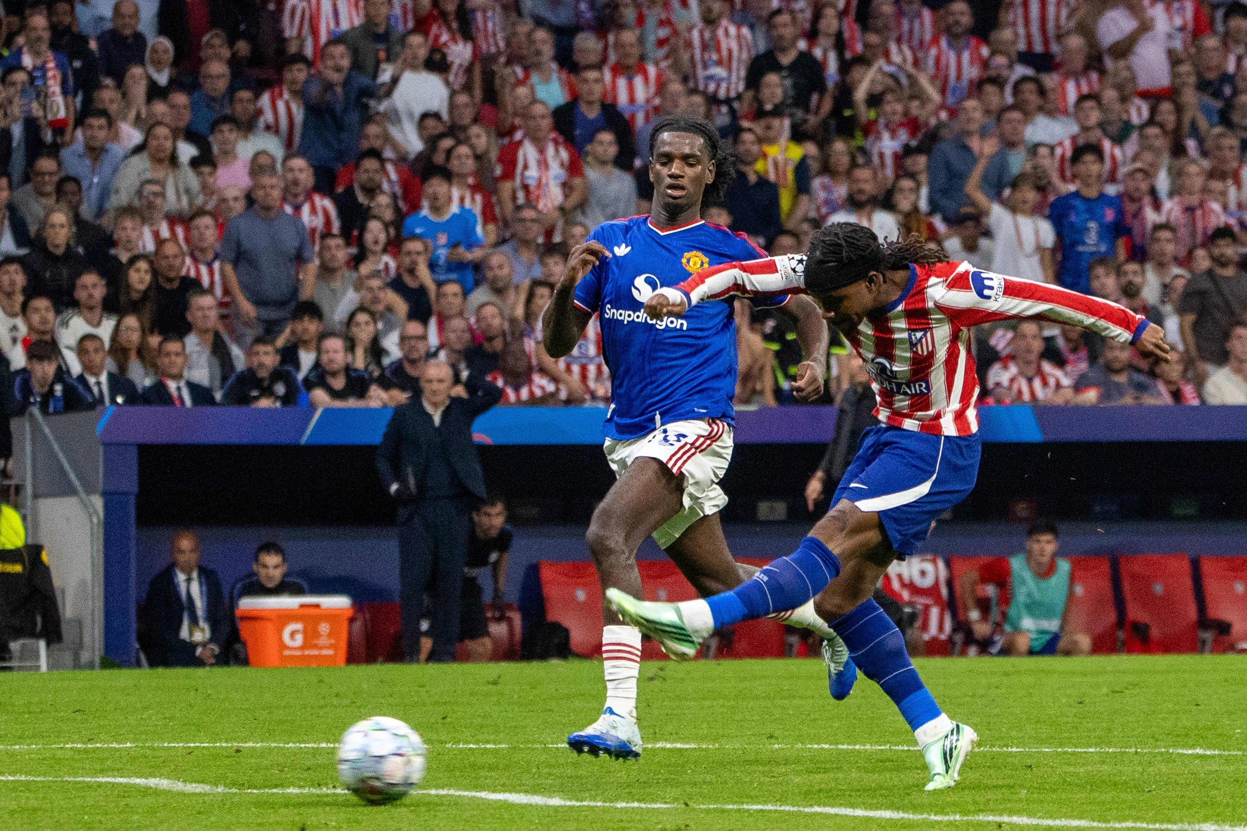 Ademola Lookman of Atletico Madrid against Manchester United. 