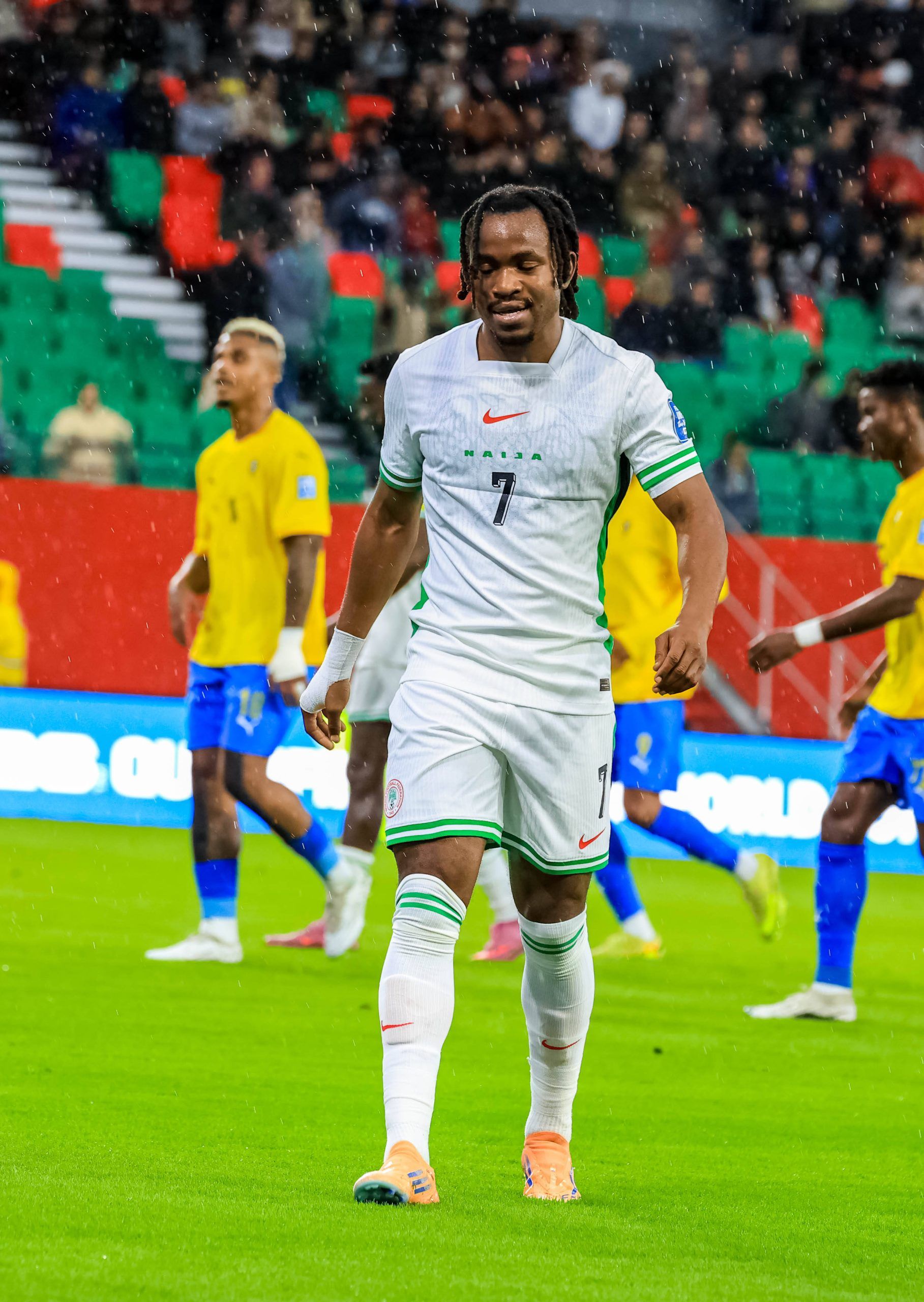 Ademola Lookman in action for the Super Eagles of Nigeria against Gabon