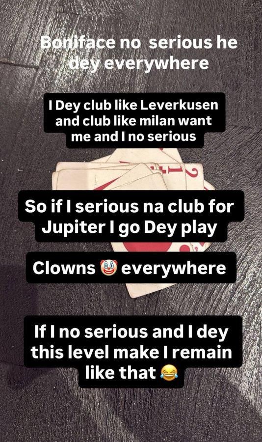 Victor Boniface's response to critics on social media