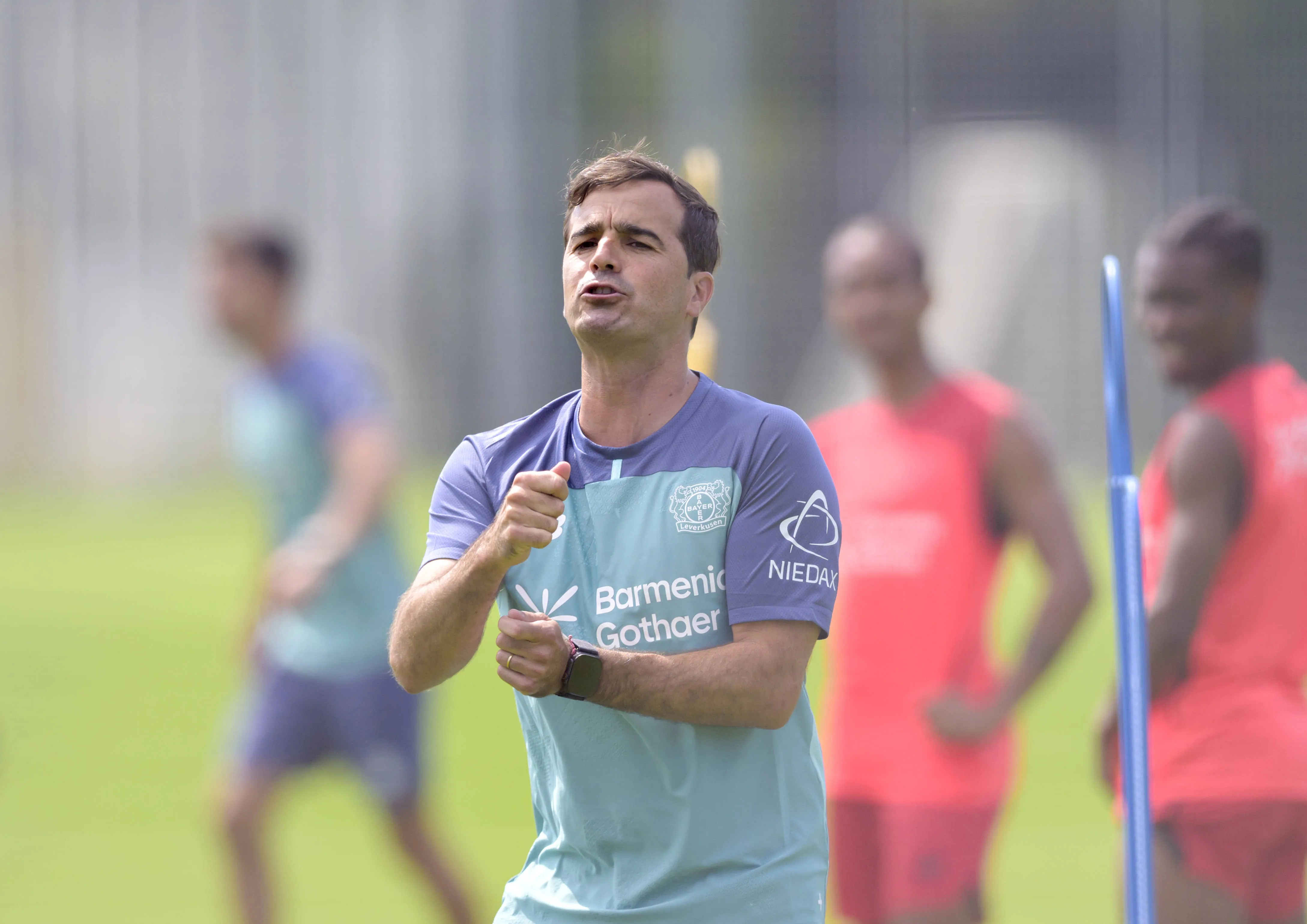 Trainer Carles Martinez of Bayer Leverkusen