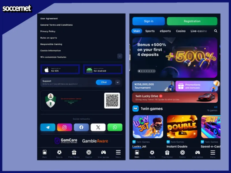 1win mobile page