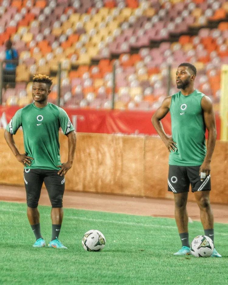 Nigeria Super Eagles stars Akinkunmi Amoo and Kelechi Iheanacho 