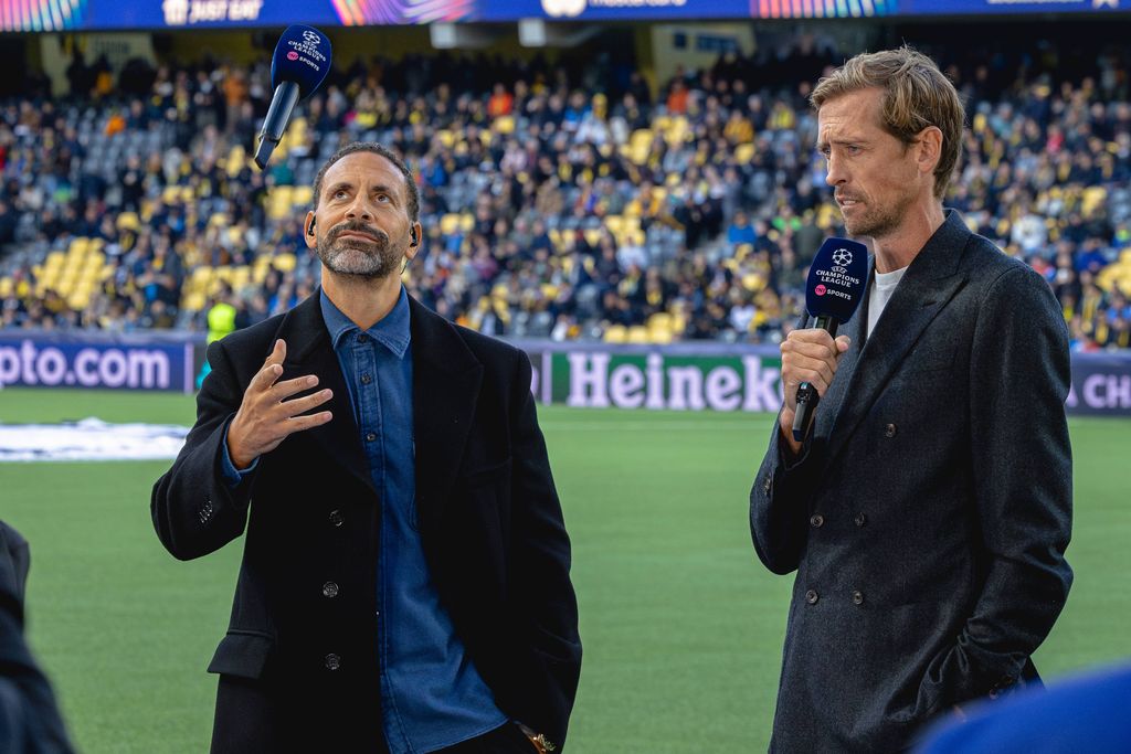 Interview by Peter Crouch and Rio Ferdinand TV Expert before the UEFA Champions League football match between BSC Young Boys and Aston Villa