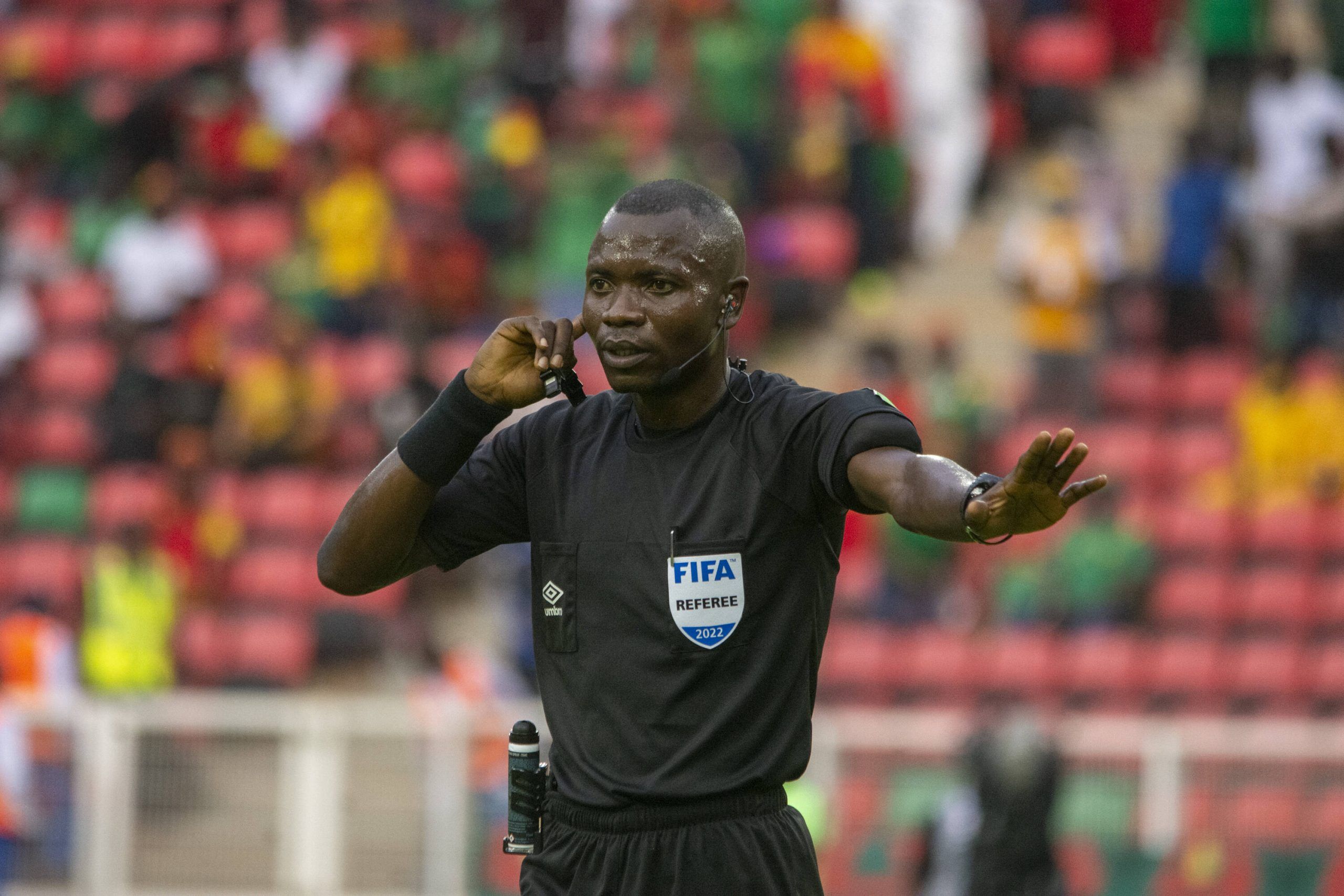 Referee Jean Jacques Ndala Ngambo during Cameroon vs Ethiopia at the Africa Cup of Nations at Olembe Staduim