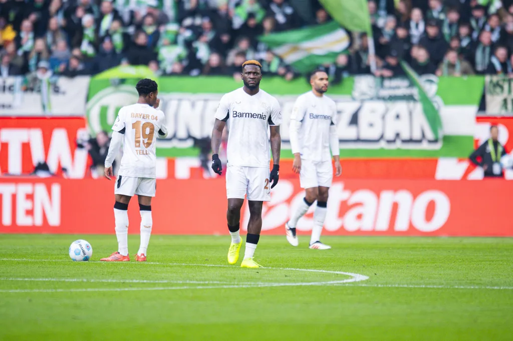 Nathan Tella, Victor Boniface, Jonathan Tah of Leverkusen