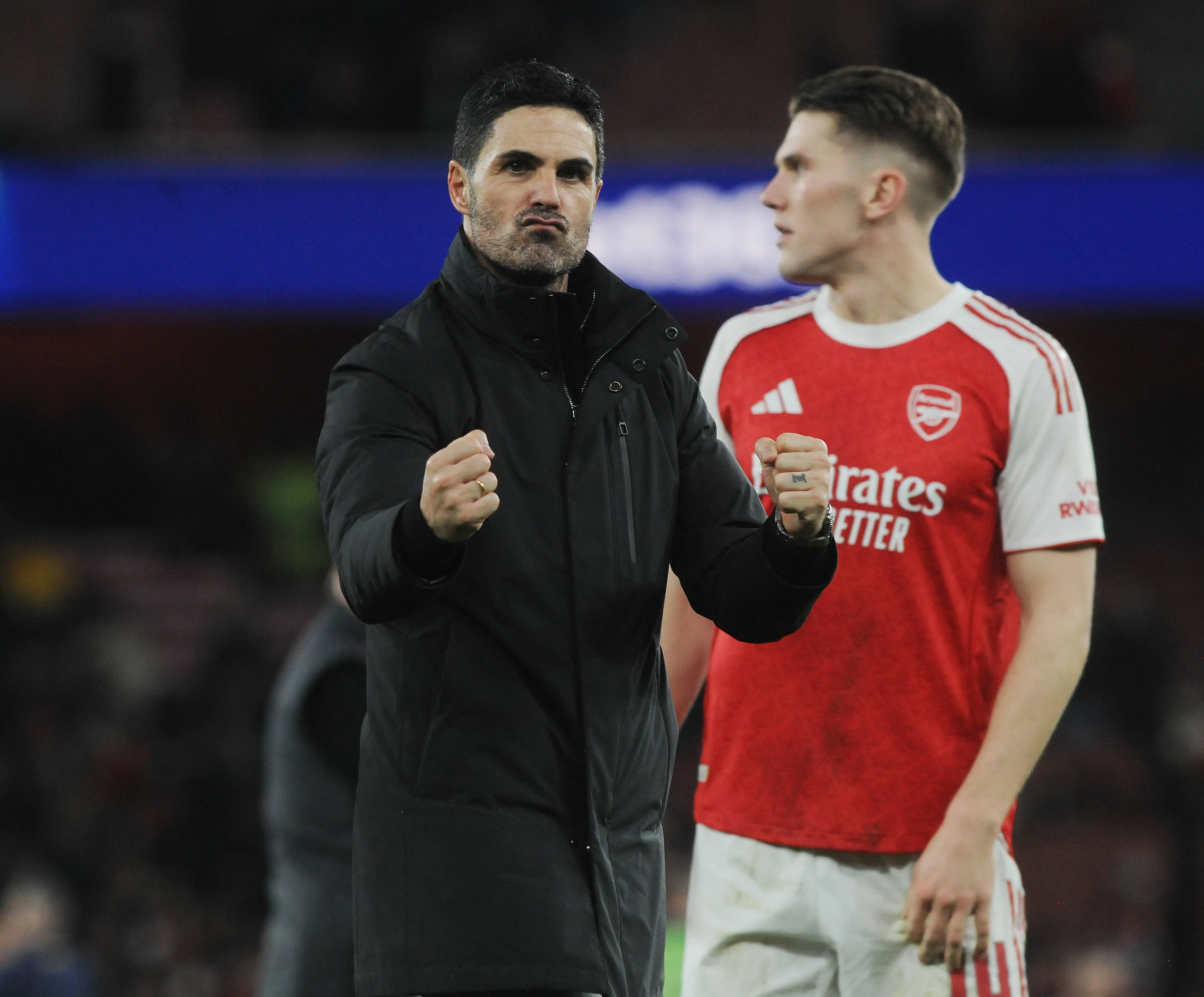 Arsenal manager Mikel Arteta and striker Viktor Gyökeres 