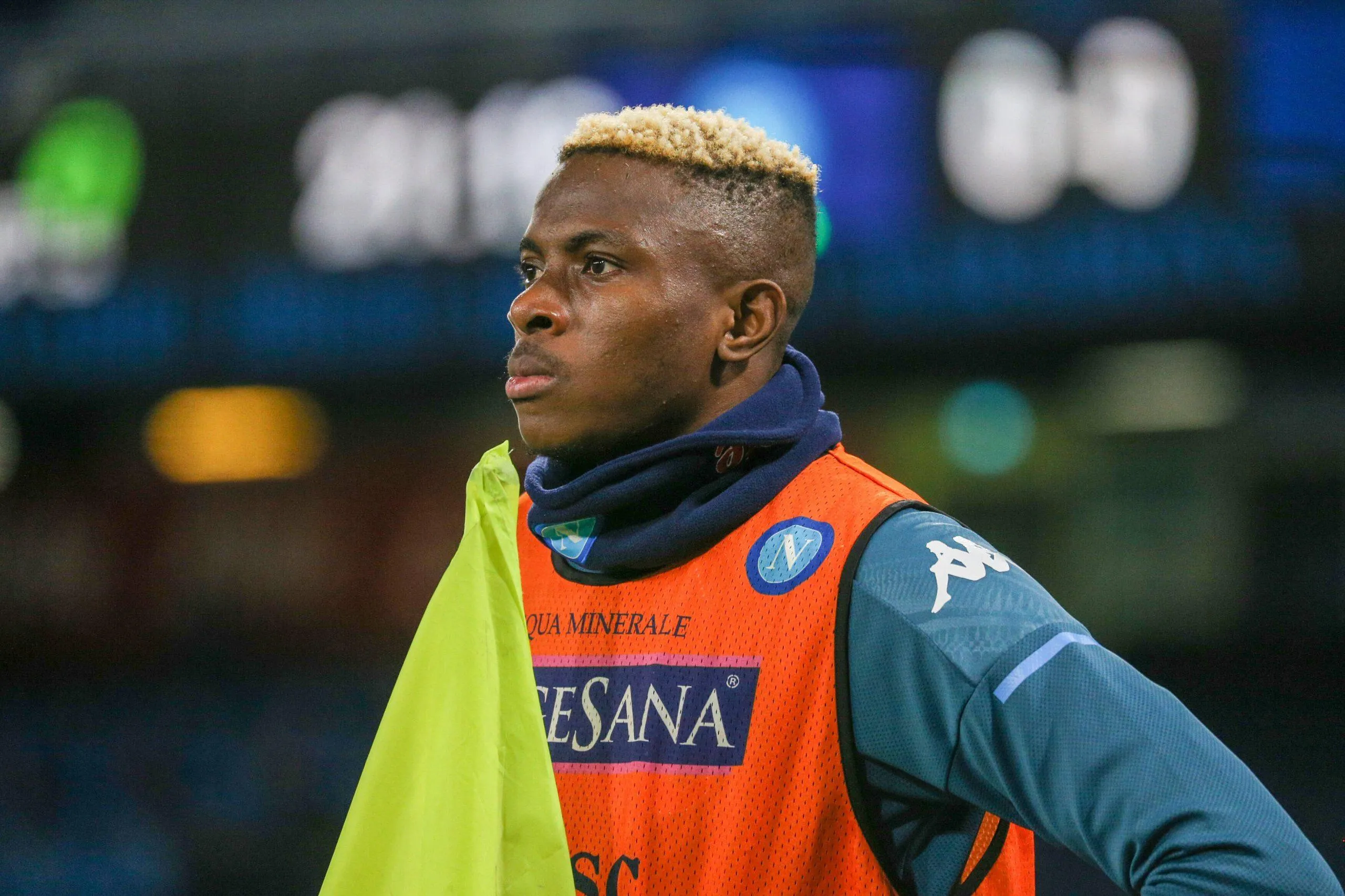 Victor Osimhen warming up for Napoli 