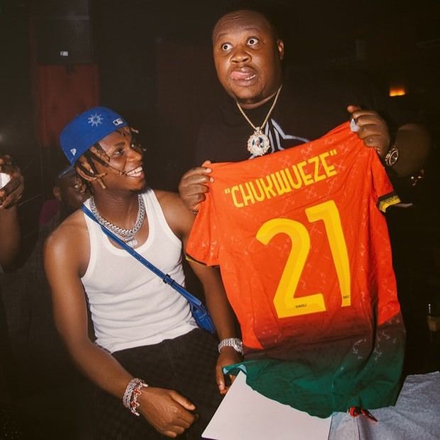 Fulham winger Samuel Chukwueze and Cubana Chief Priest