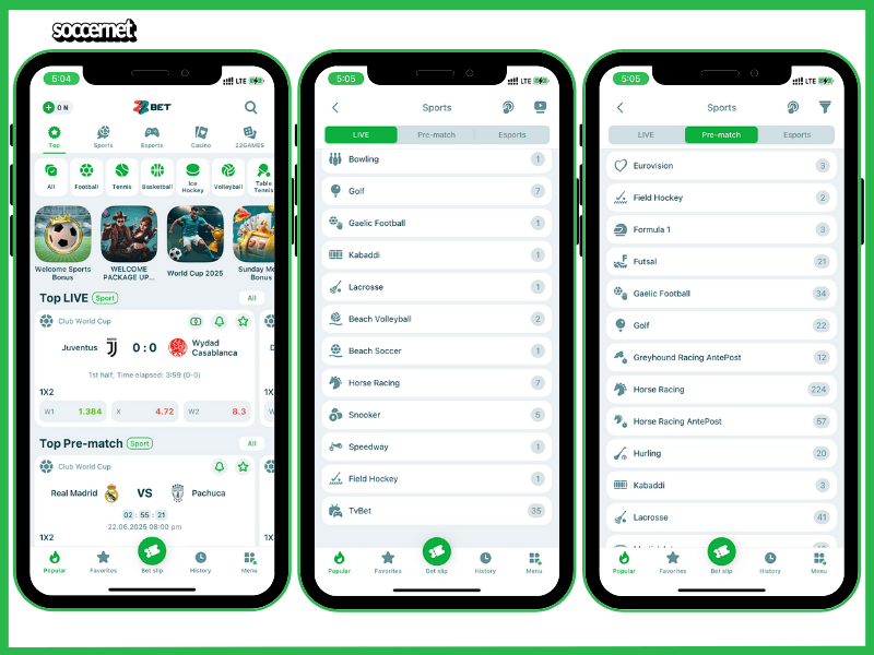 22bet-sports-betting-markets