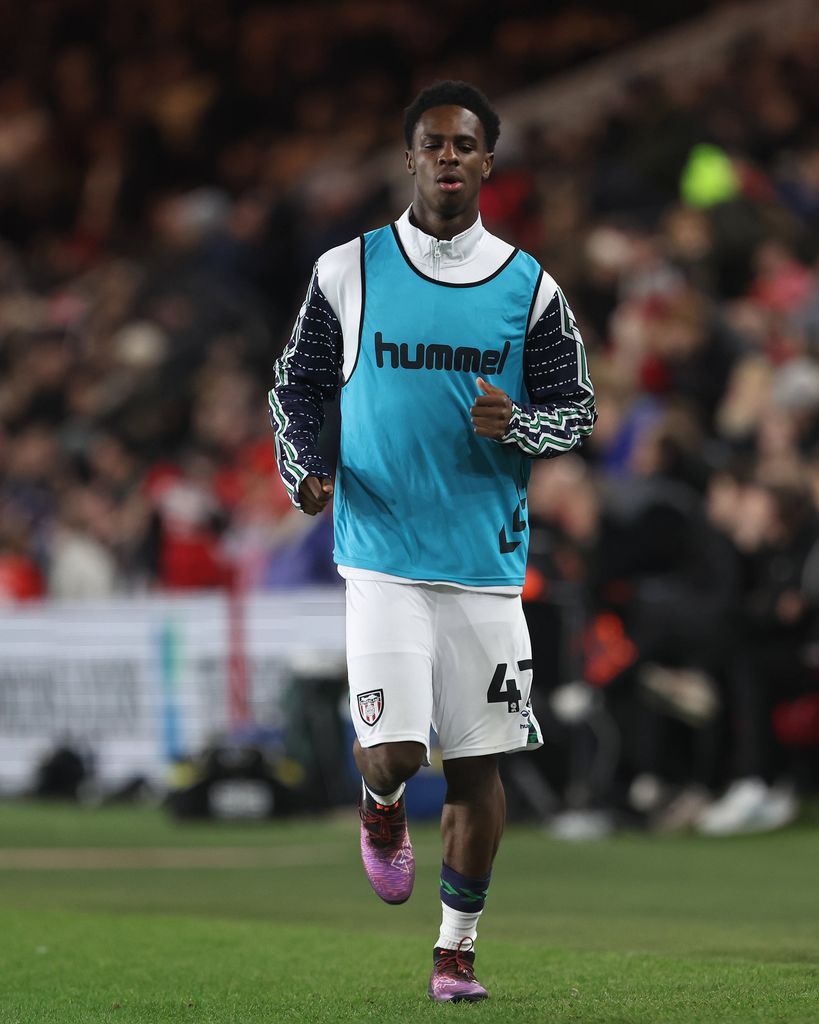 Trey Samuel-Ogunsuyi warms up during the Sky Bet Championship match between Middlesbrough and Sunderland at the Riverside Stadium in Middlesbrough