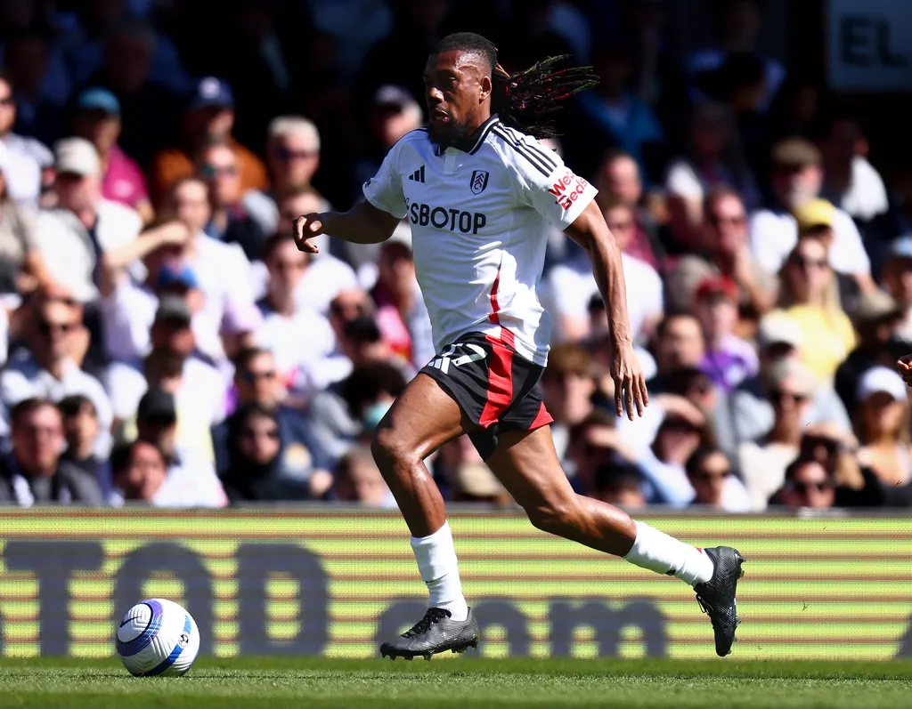 Alex Iwobi in action during during the Premier League home game against Liverpool London Craven Cottage London