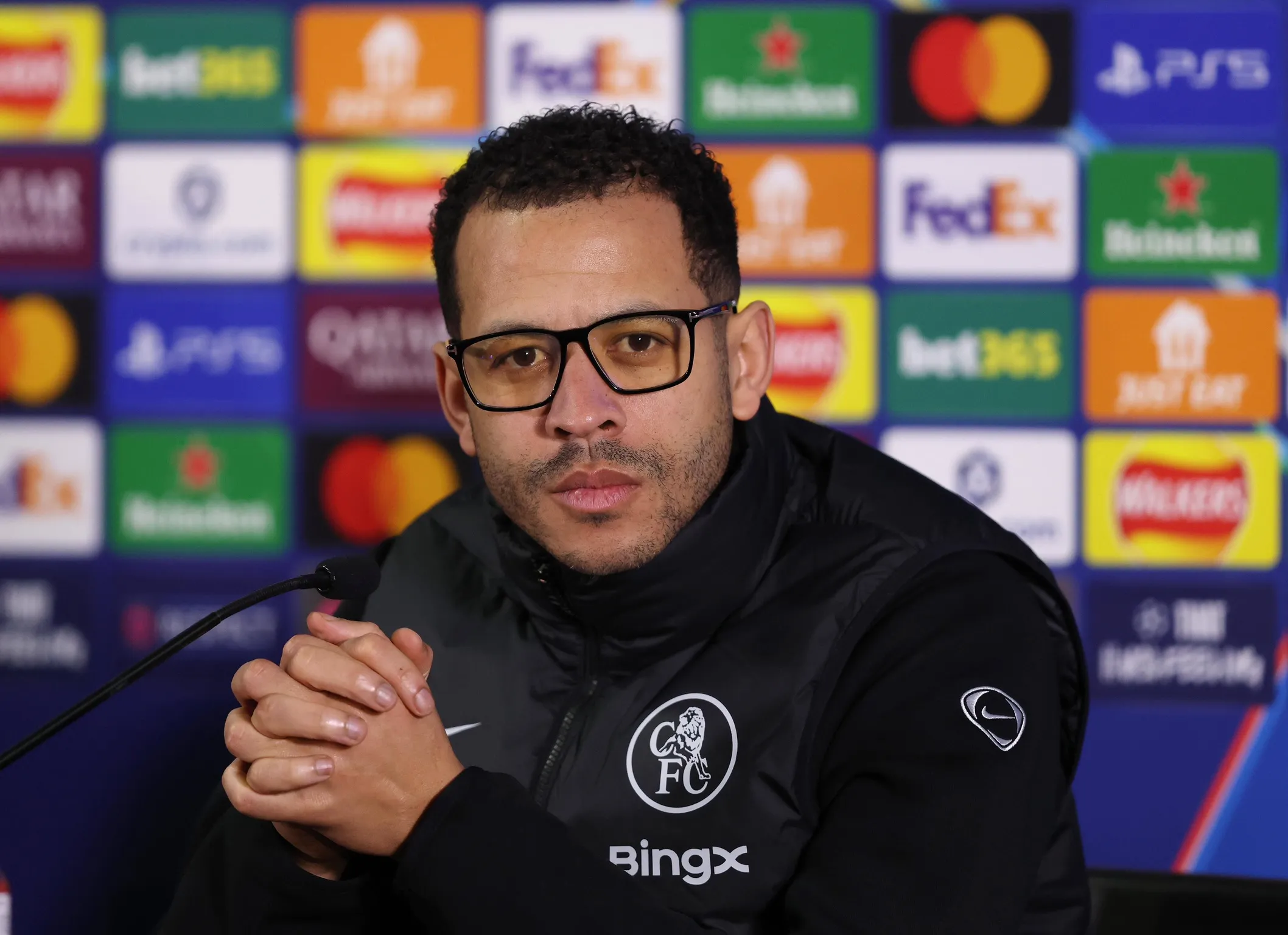 Liam Rosenior talks to the press