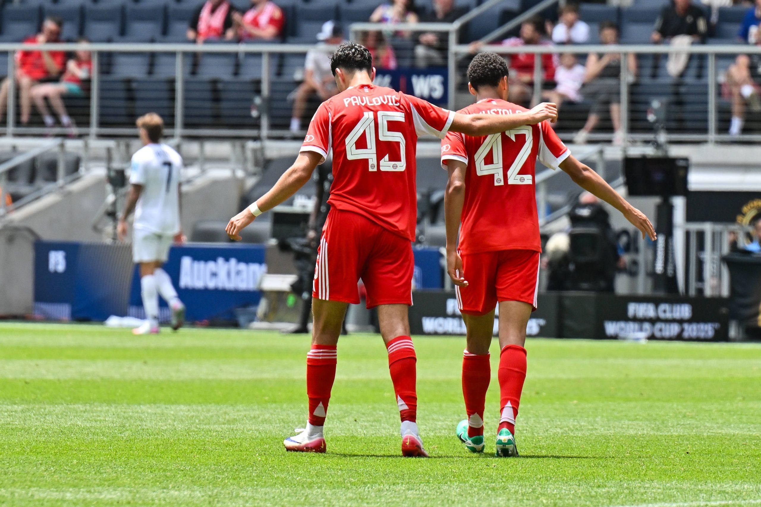 Bayern Munich 45 and Jamal MUSIALA FC Bayern Muenchen 42 after scoring the 9 0 goal