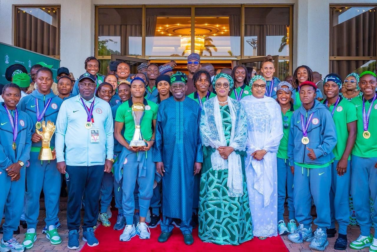 Super Falcons with President Bola Tinubu