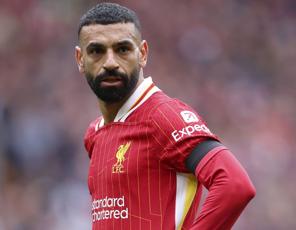 Mohamed Salah in action during the Premier League match between Liverpool FC and West Ham United