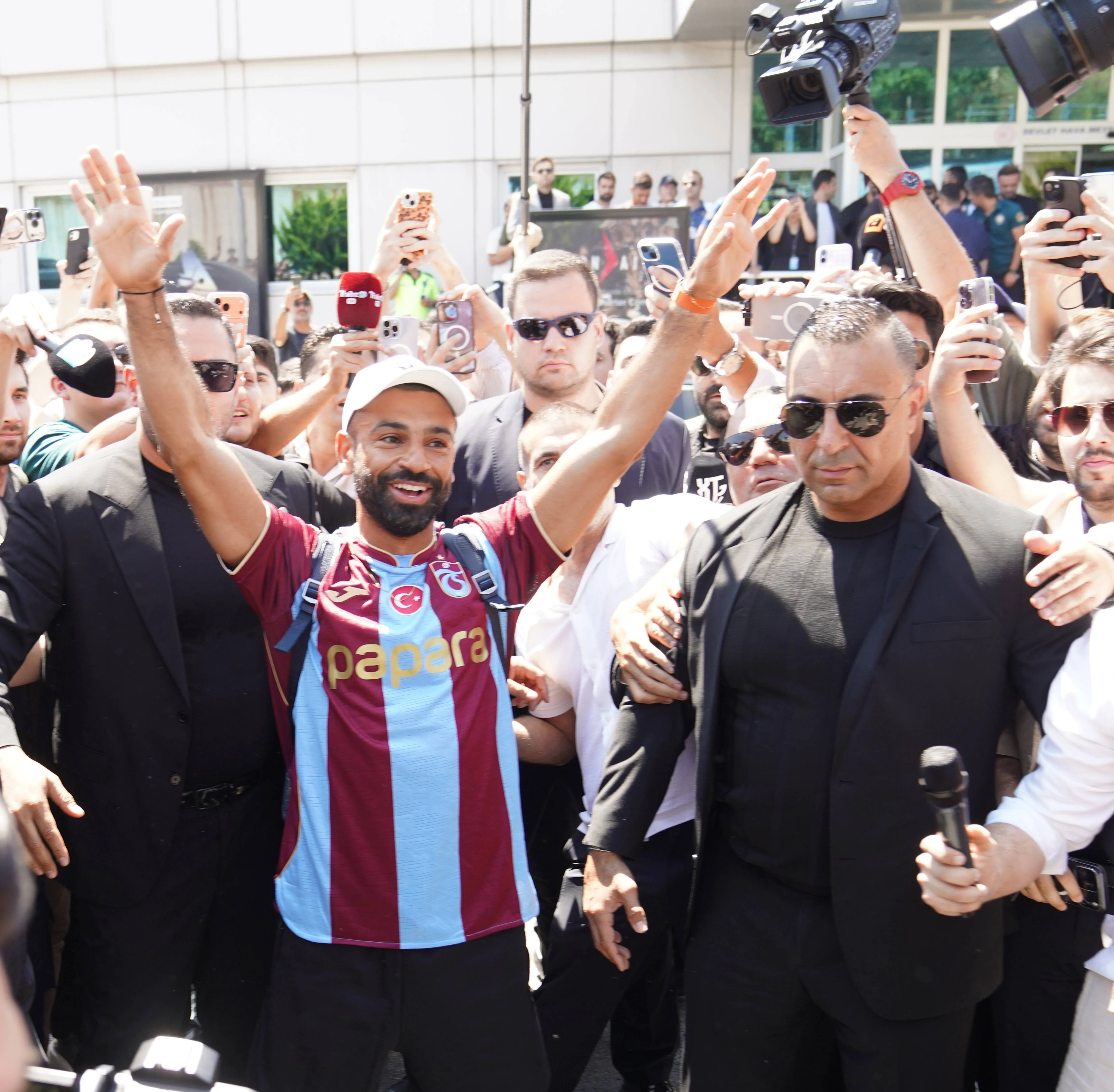 Egyptian star footballer Mohamed Salah arrives at Istanbul Airport after reaching an agreement with Turkish Super Lig club Trabzonspor.