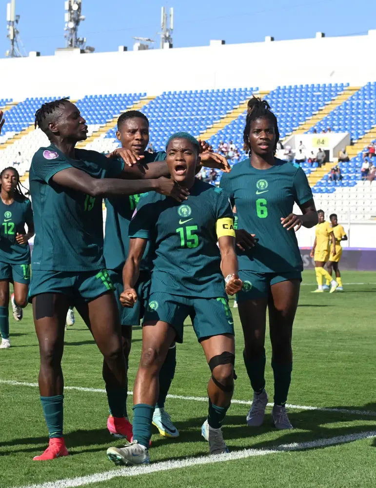 Nigeria's Super Falcons celebrate goal against South Africa 