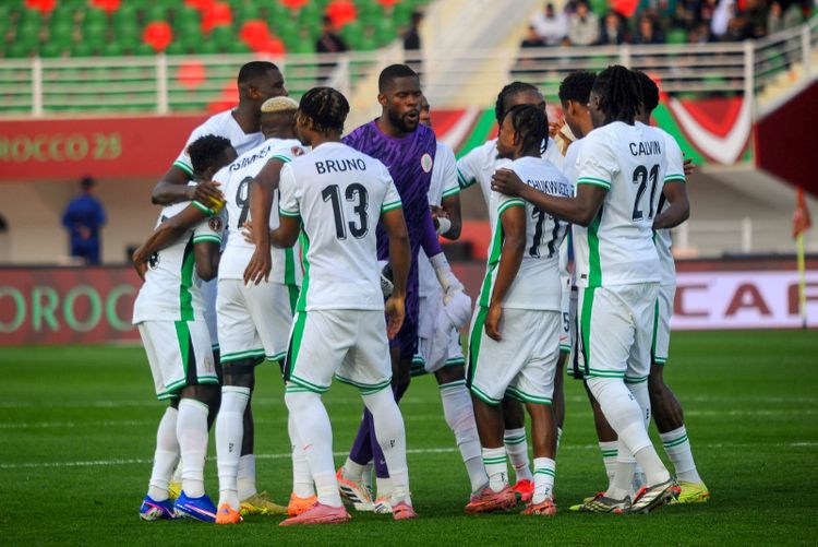 Francis Uzoho, Paul Onuachu, Ryan Alebiosu, Calvin Bassey, Raphael Onyedika, Victor Osimhen,Moses Simon, Igoh Ogbu, Samuel Chukwueze, Bruno Onyemaechi and of Nigeria during the Africa Cup of Nations AFCON match between Uganda and Nigeria