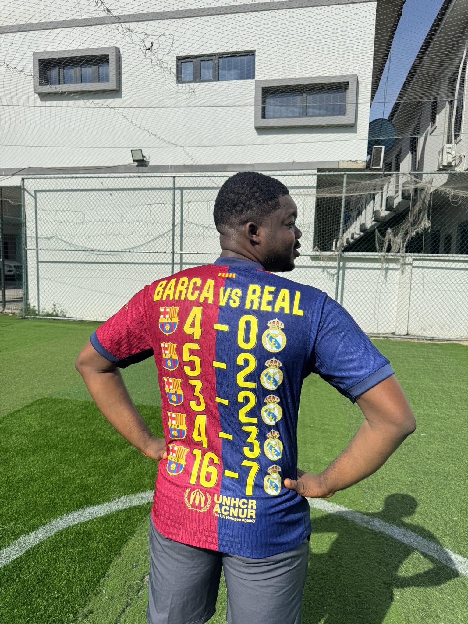 Cute Abiola on Barca jersey