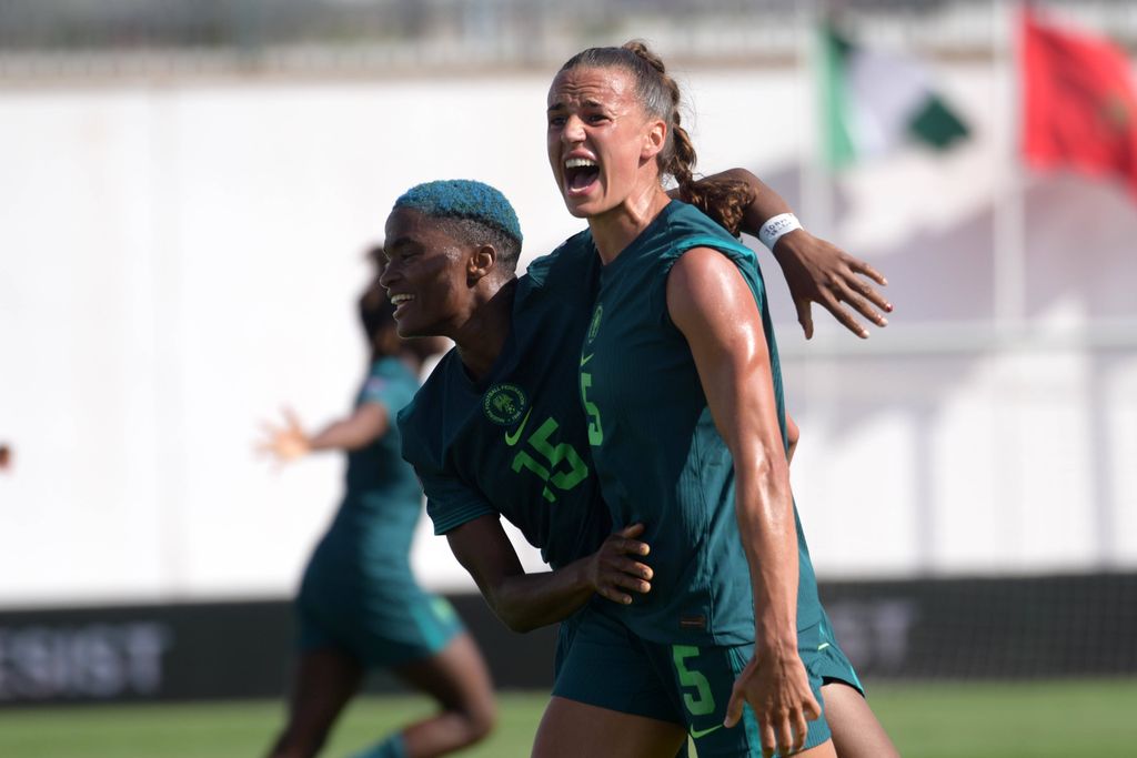 Ashleigh Plumptre in action for the Super Falcons of Nigeria. against Zambia.