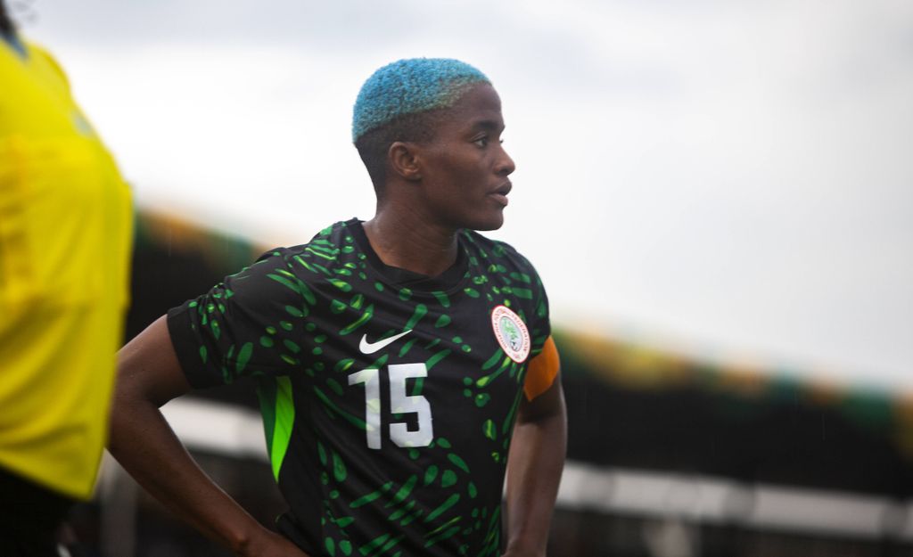 Rasheedat Ajibade of the Super Falcons looks on
