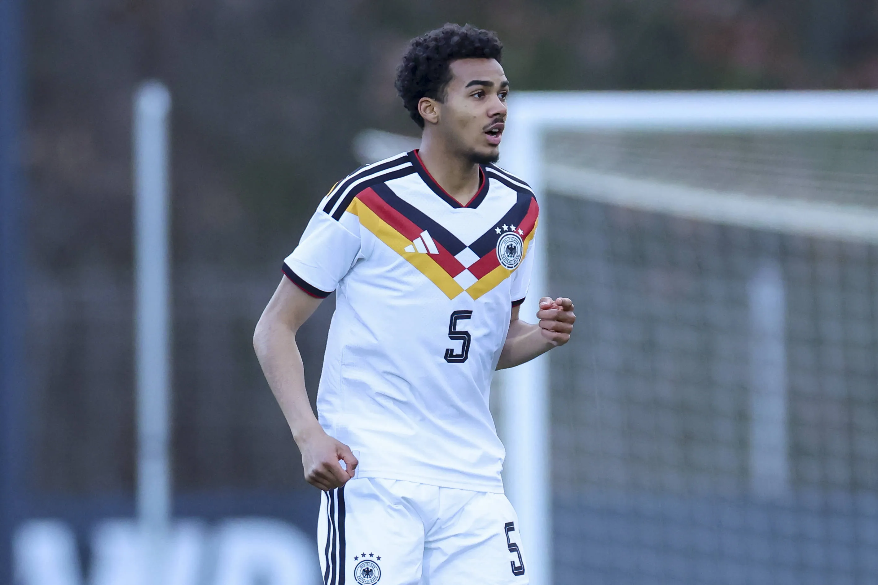 David Odogu of Germany looks on, UEFA Under 20 friendly, Germany v Czech Republic, Poststadion, March 26, 2026 in Berlin, Germany