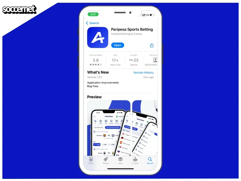PariPesa iOS app download in the App Store.