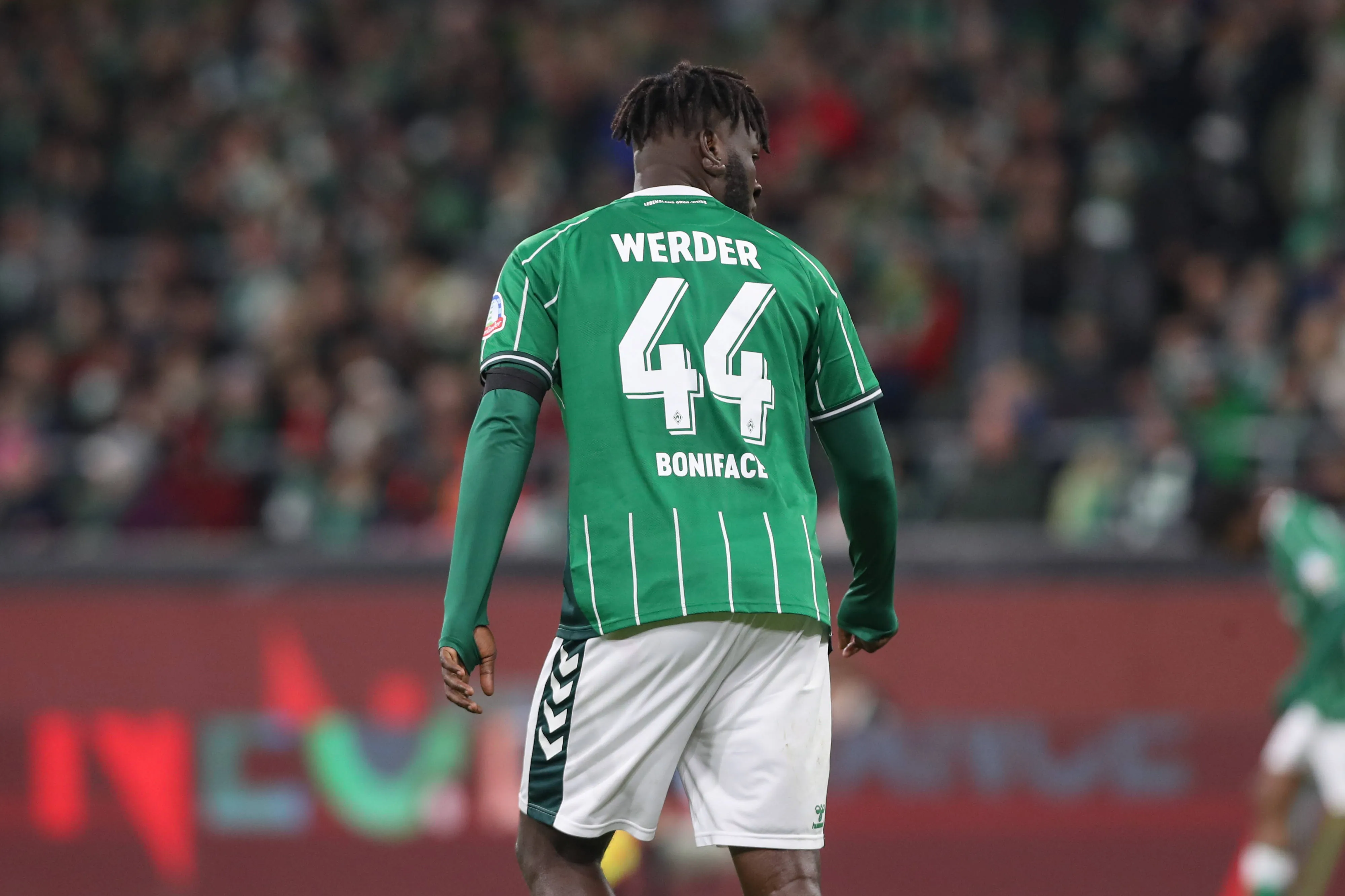 Victor Boniface with Werder Bremen, jersey 44