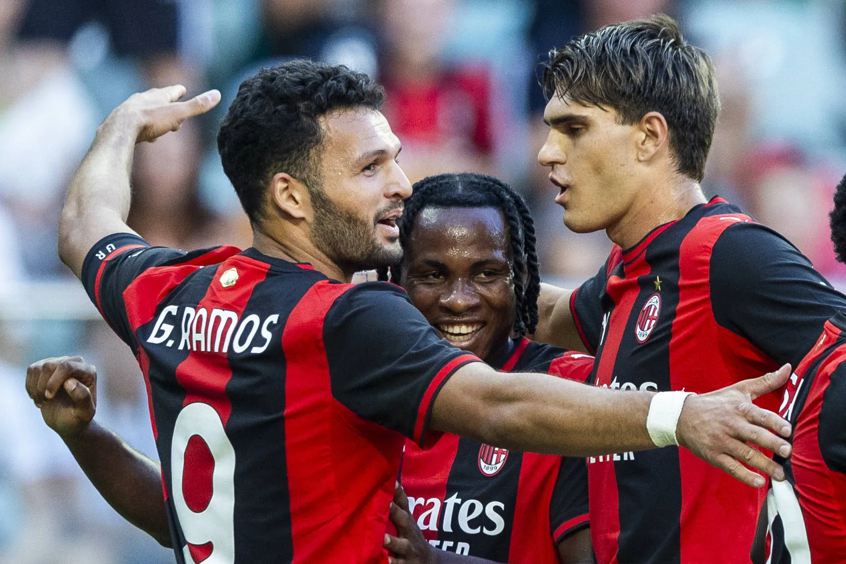 Goncalo Ramos, Samuel Chukwueze, Davide Bartesaghi for AC Milan. 