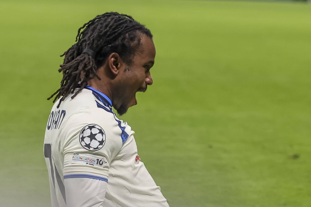 Ademola Lookman after his goal in the UEFA Champions League game against Eintracht Frankfurt