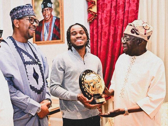 Watch: Ademola Lookman presents CAF POTY Award to President Tinubu in Lagos