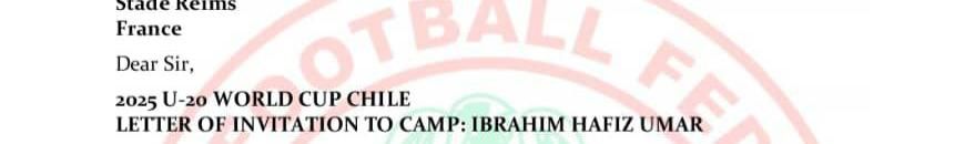 Hafiz Ibrahim U-20 call up