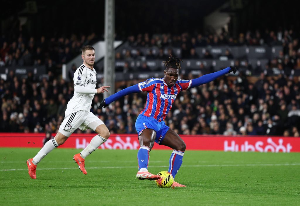 Chrisantus Uche takes a shot during the Fulham vs Crystal Palace Premier League match