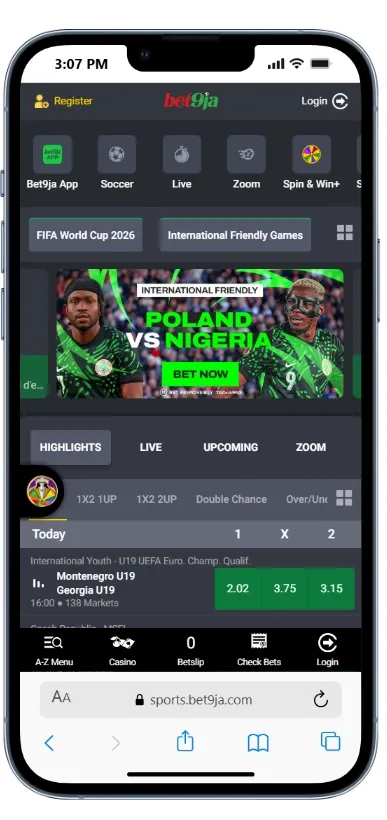 Bet9ja mobile site: one of the best betting sites in Nigeria.